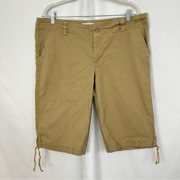 Columbia Bermuda Shorts Capri Womens Plus Sz 14 Khaki Drawstring Pockets Outdoor - Picture 1 of 14